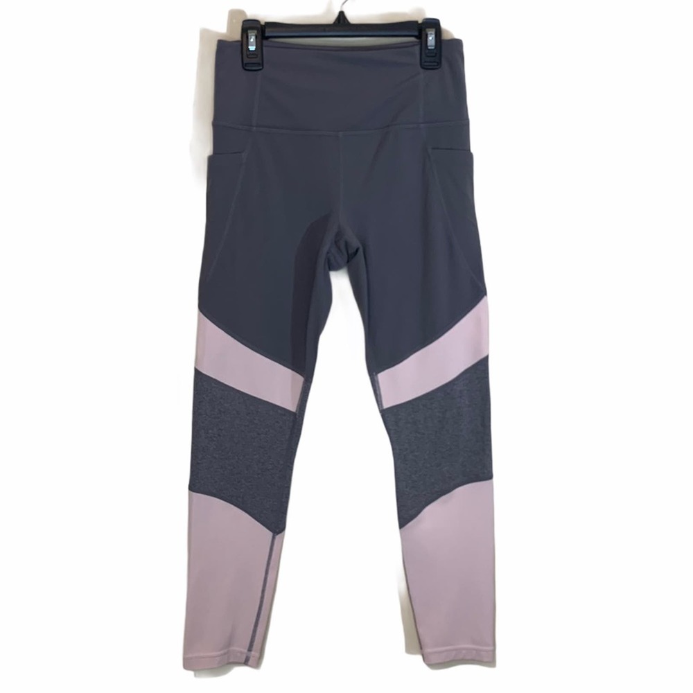 Athleta Salutation Modblock 7/8 Leggings Small Gray Pink Womens